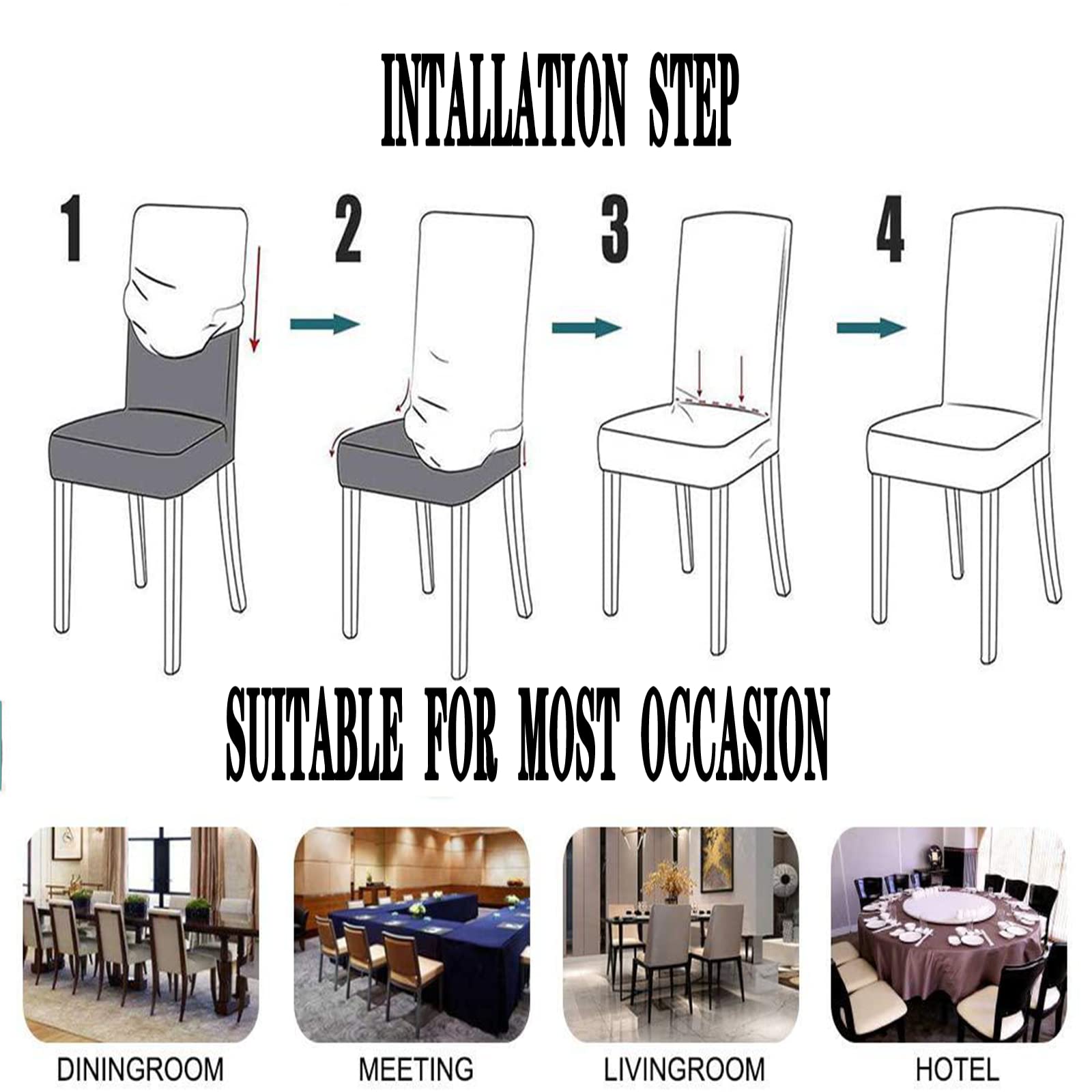 Stretch Dining Room Chair Covers - Non-Slip Removable Slipcovers for Parson Chairs | Home Decor Kitchen Chair Protectors (Cream, Set of 2) - Perfect for Family Gatherings & Dinner Parties