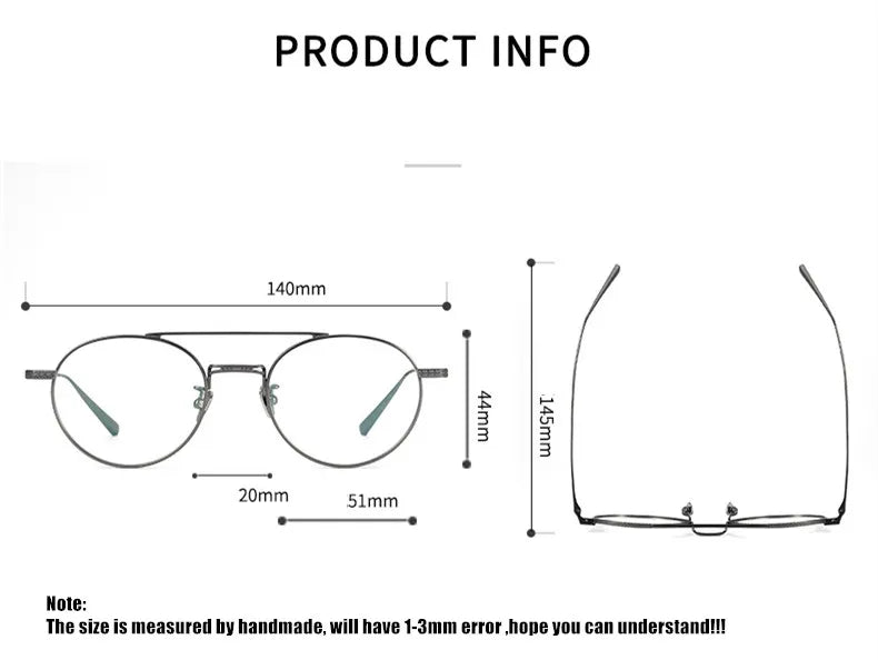Aimee Unisex Full Rim Round Double Bridge Titanium Eyeglasses 65020 - Lightweight Durable Frame for Reading, Work & Fashion (Men & Women)