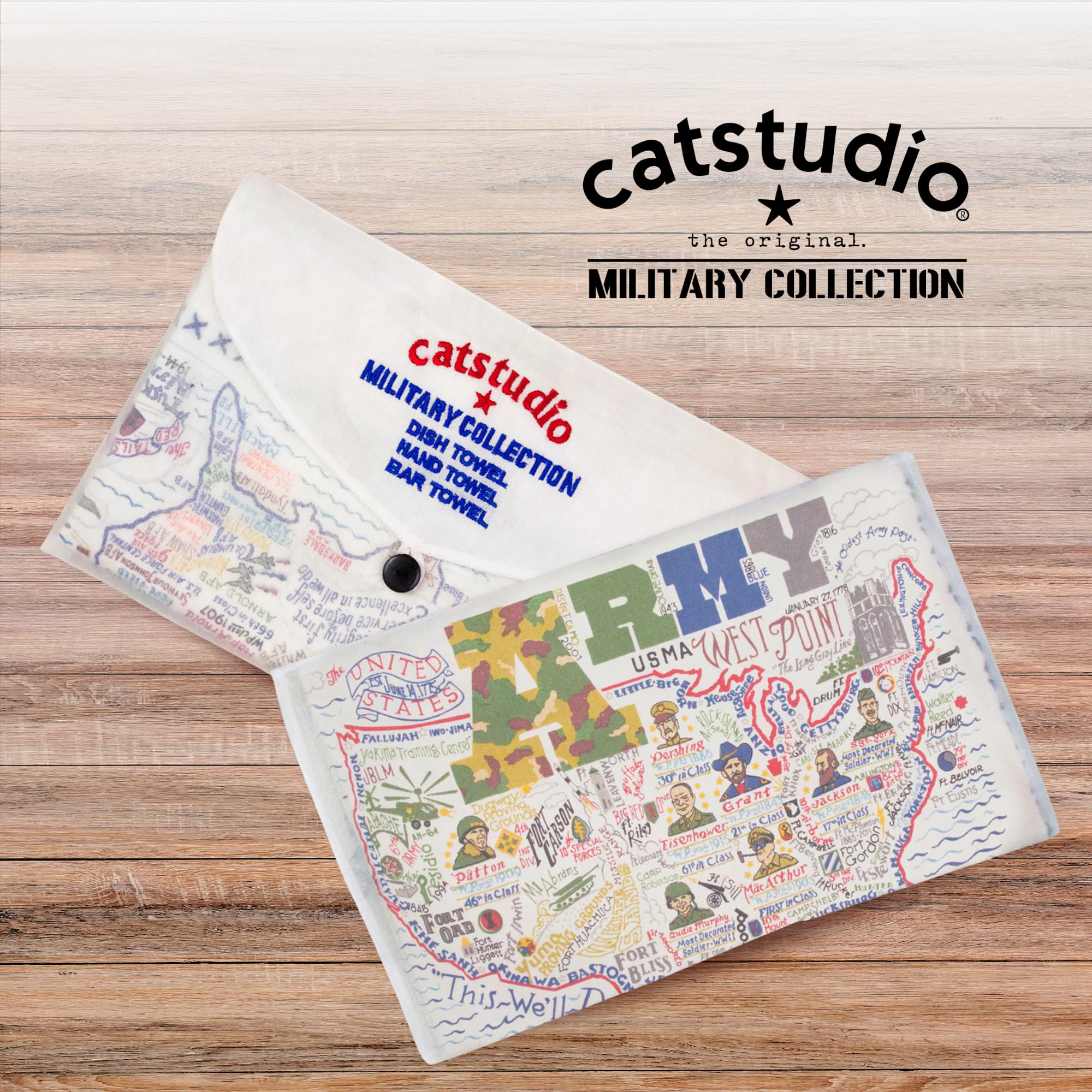 Catstudio Army Dish & Hand Towel Set - Absorbent Cotton Kitchen, Bar & Bathroom Towels for Drying Dishes, Hands & Cleaning | Perfect for Home, Restaurants & Gifts