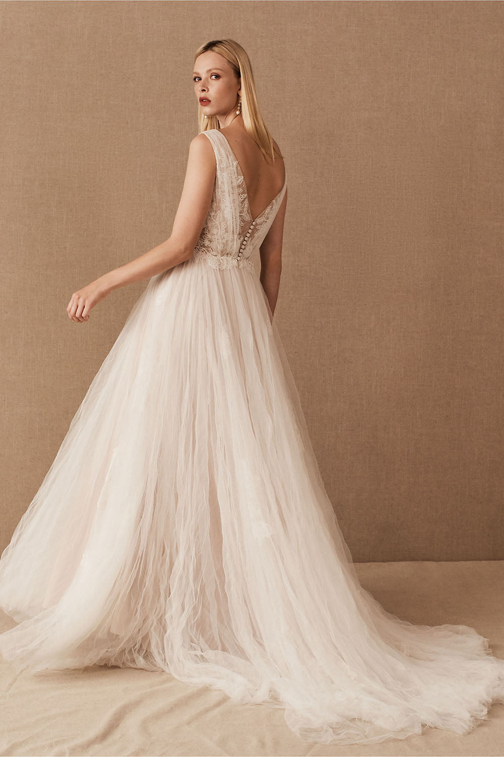 BHLDN Watters Malone Wedding Gown - Elegant Lace Bridal Dress for Bride, Perfect for Church Ceremony & Outdoor Wedding Photos