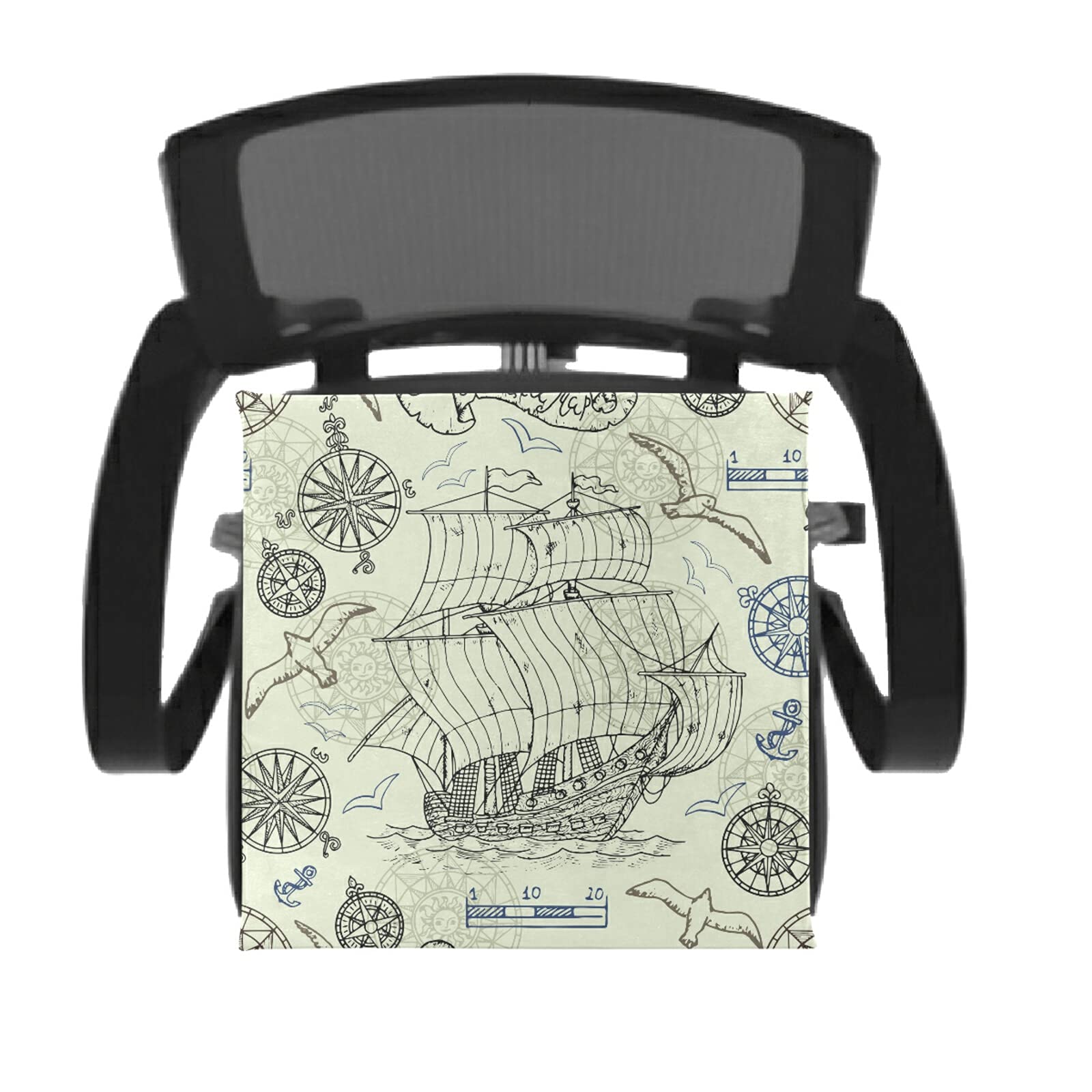 Emelivor Nautical Compass Memory Foam Seat Cushion - Washable Comfort Chair Pad for Dining, Kitchen & Office Chairs - Perfect for Home, Office & Boat Decor