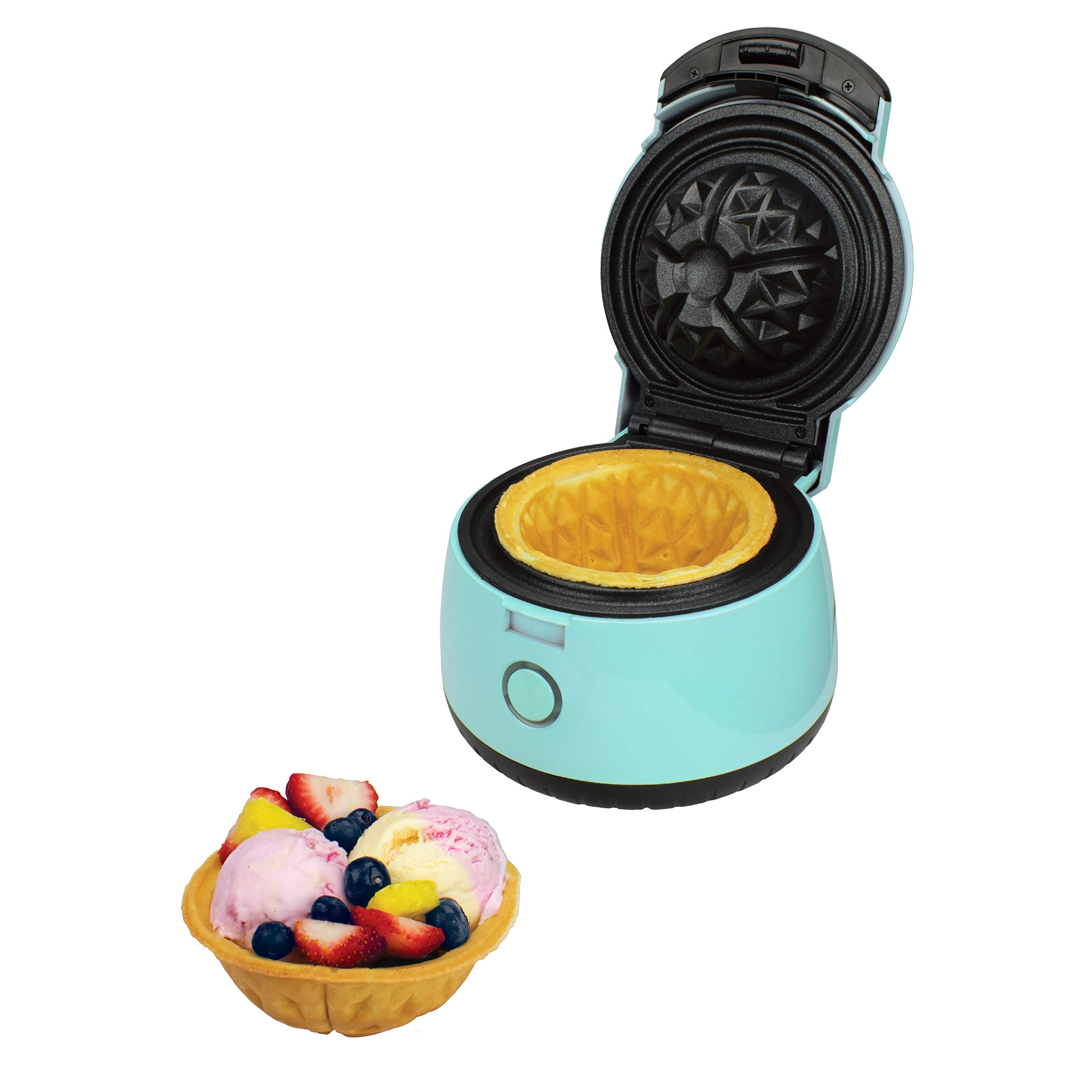 Brentwood TS-1401BL Blue Waffle Bowl Maker - Perfect for Breakfast, Desserts & Party Snacks - Non-Stick Electric Waffle Cone Maker for Homemade Ice Cream Bowls