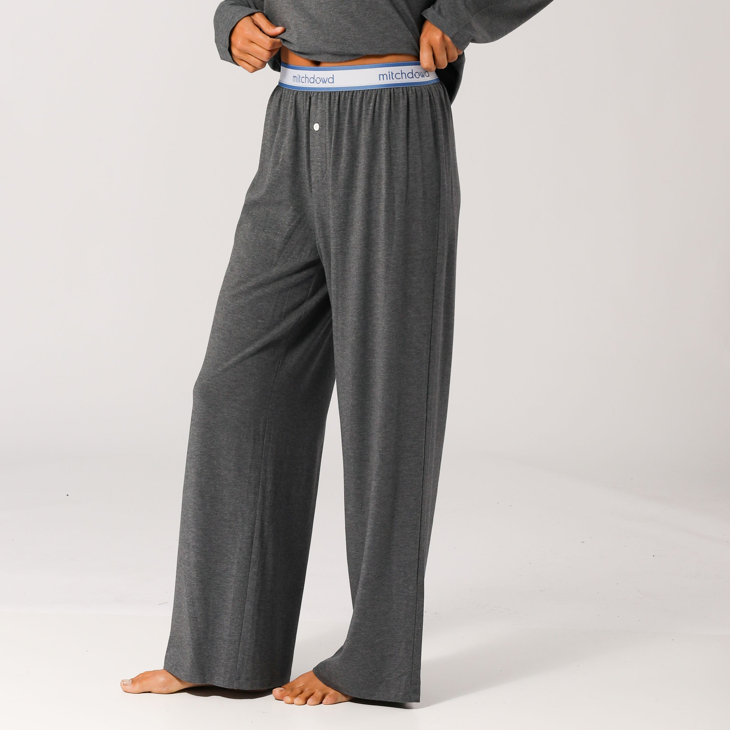 Women's Soft Bamboo Knit Sleep Pants - Breathable Lounge Pajama Bottoms in Grey Marle for Comfortable Nightwear & Relaxing at Home