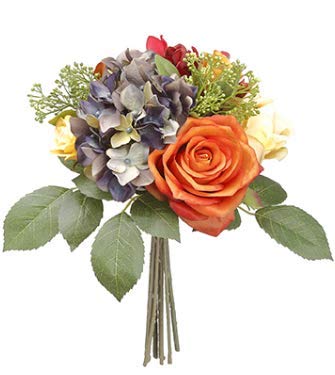 10.5 Inch Hydrangea Rose Sedum Bouquet - Elegant Floral Arrangement for Weddings, Home Decor & Gift Giving