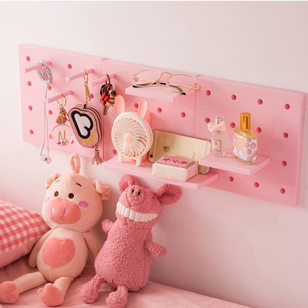 JHTPSLR DIY Wall Shelves - 8.7 Inch Cute Kawaii Floating Shelves, No Drill Damage-Free Wall Storage Rack, Multi-Layer Easy Assembly for Teen Girls Room, Bedroom, Dorm, Balcony Decor (Pink) - Perfect for Organizing Books, Plants & Decorative Items