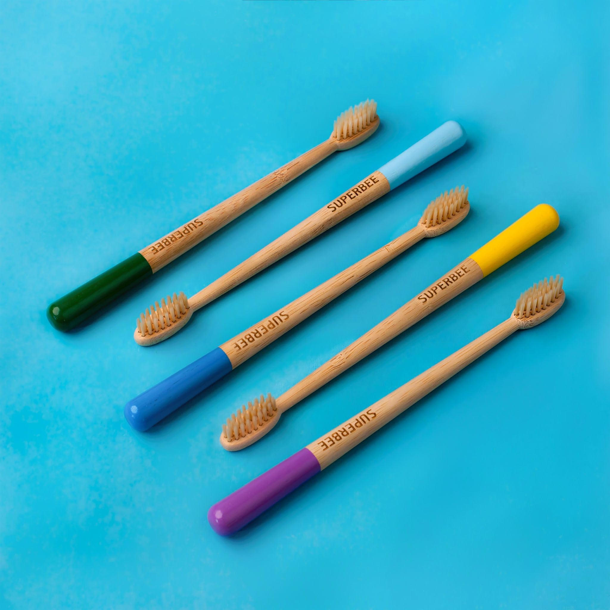 Superbee Biodegradable Bamboo Toothbrushes – 5-Pack Soft Bristles for Adults & Kids, Eco-Friendly Natural Bamboo Toothbrush Set with Colorful Handles – Organic Zero Waste Travel Toothbrush Kit for Home, Travel & Sustainable Oral Care