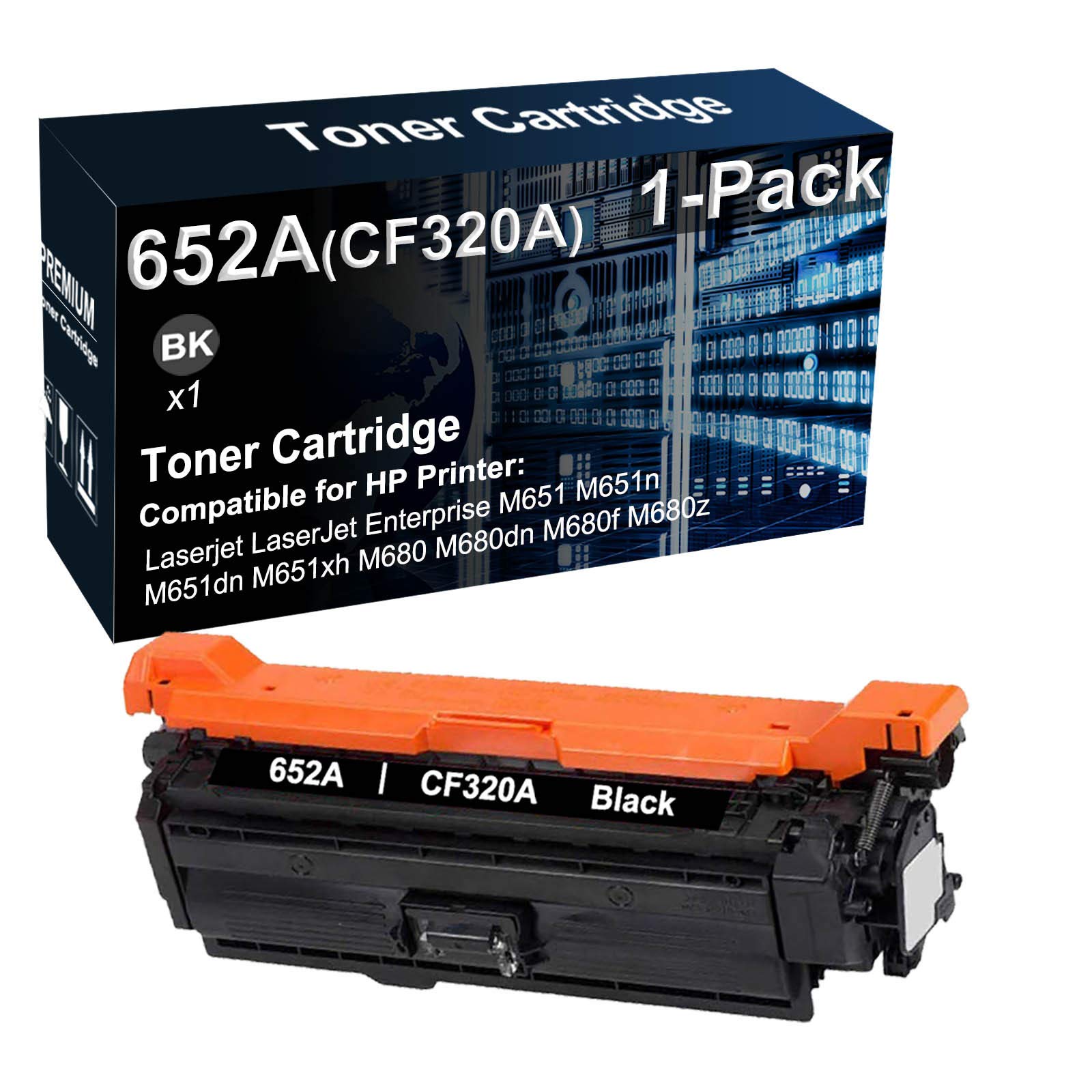 Compatible HP CF320A 652A Toner Cartridge (Black) - High Capacity Replacement for M680dn M680f M680z Printers - Perfect for Office & Home Printing Needs