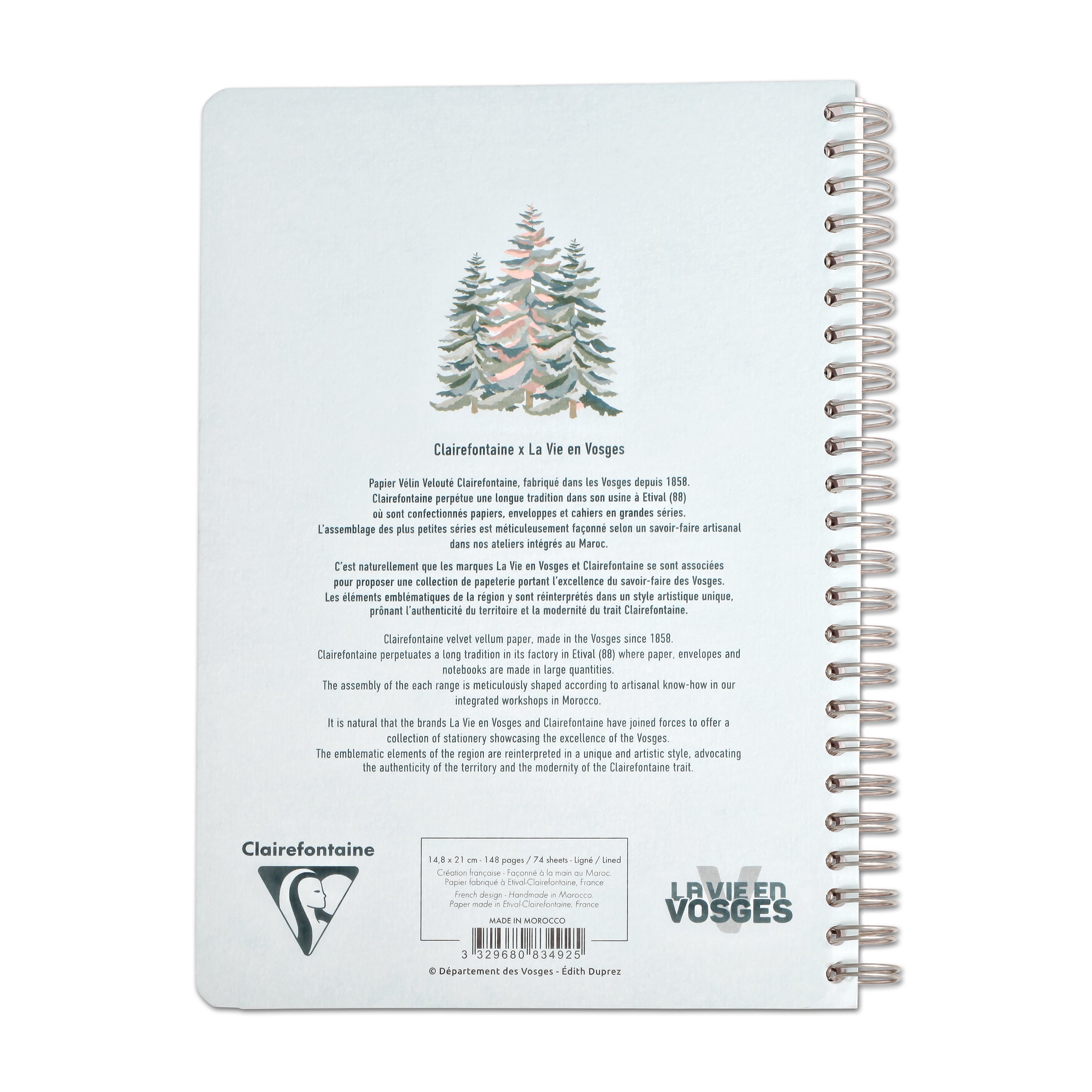 Clairefontaine La Vie en Vosges Wirebound Notebook A5 Lined - Stylish French Notebook for Journaling, Note Taking & School - Assorted Floral & Nature Designs