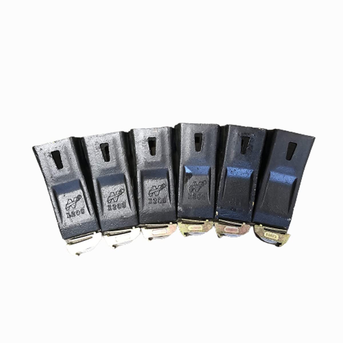 6-Piece X290 Bucket Teeth Set with K290S Steel Locks - Compatible with X290 Style Bucket Teeth - Heavy Duty Excavator Replacement Parts for Construction & Mining Equipment