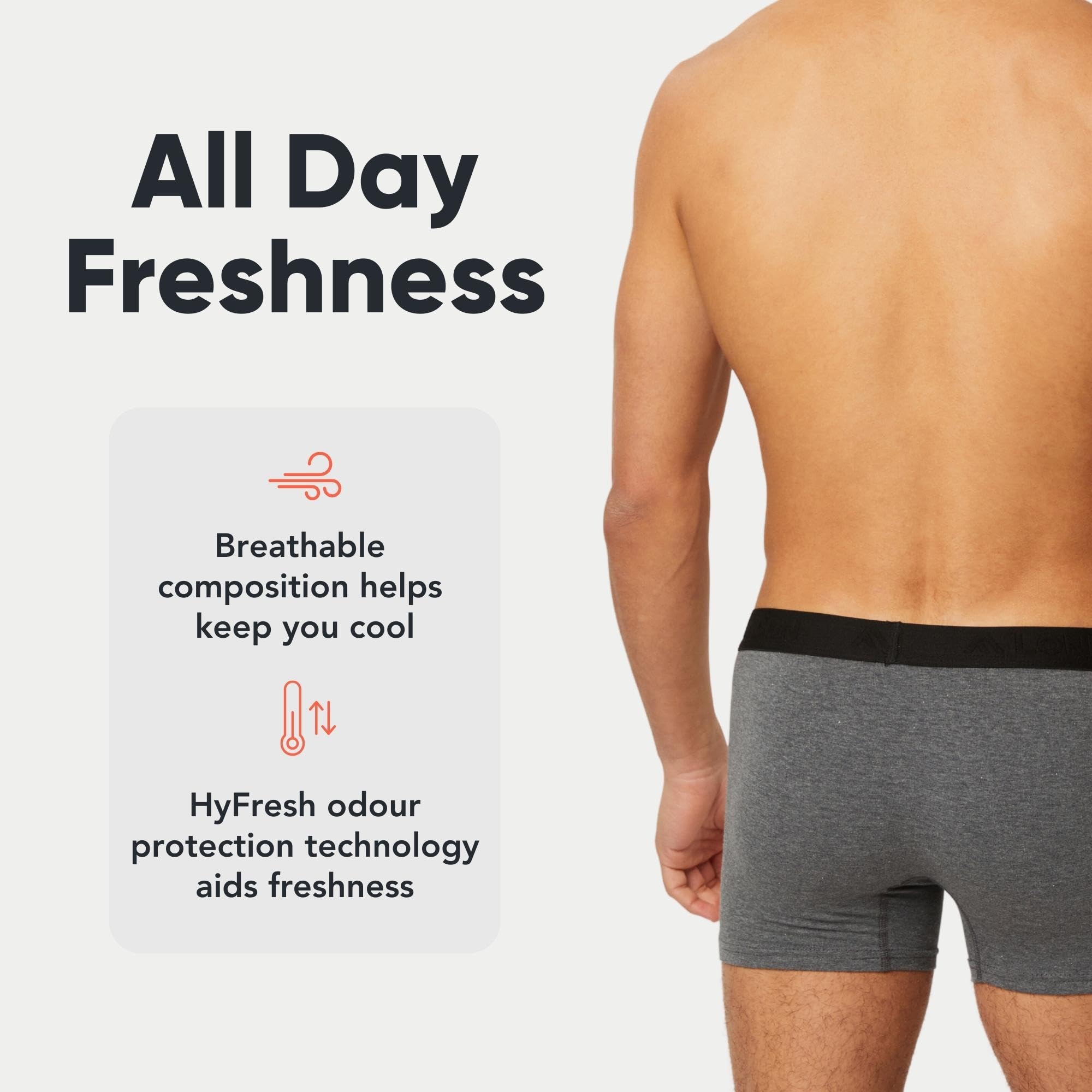5-Pack Men's Boxers - HyFresh Odor Protection, Breathable & Soft Underwear for Daily Comfort
