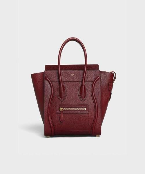 Premium Micro Luggage Handbag in Drummed Calfskin - Light Burgundy Leather Crossbody Bag for Women | Perfect for Travel, Work & Evening Events