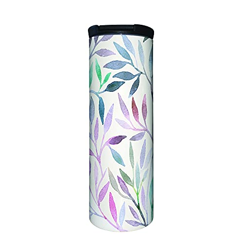 Pastel Leaves 17 oz Tumbler with Lid, Stainless Steel, Vacuum Insulated with Slide Lock Lid, Leak Proof