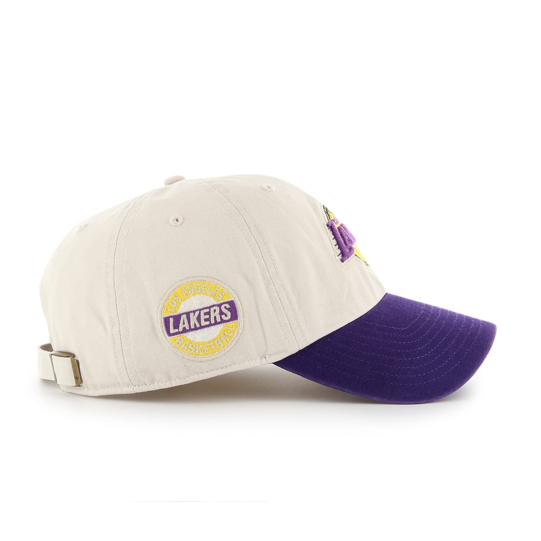47 Men's Los Angeles Lakers Adjustable Snapback Hat - One Size Fits Most, Beige - Perfect for Basketball Games, Sports Events & Casual Wear