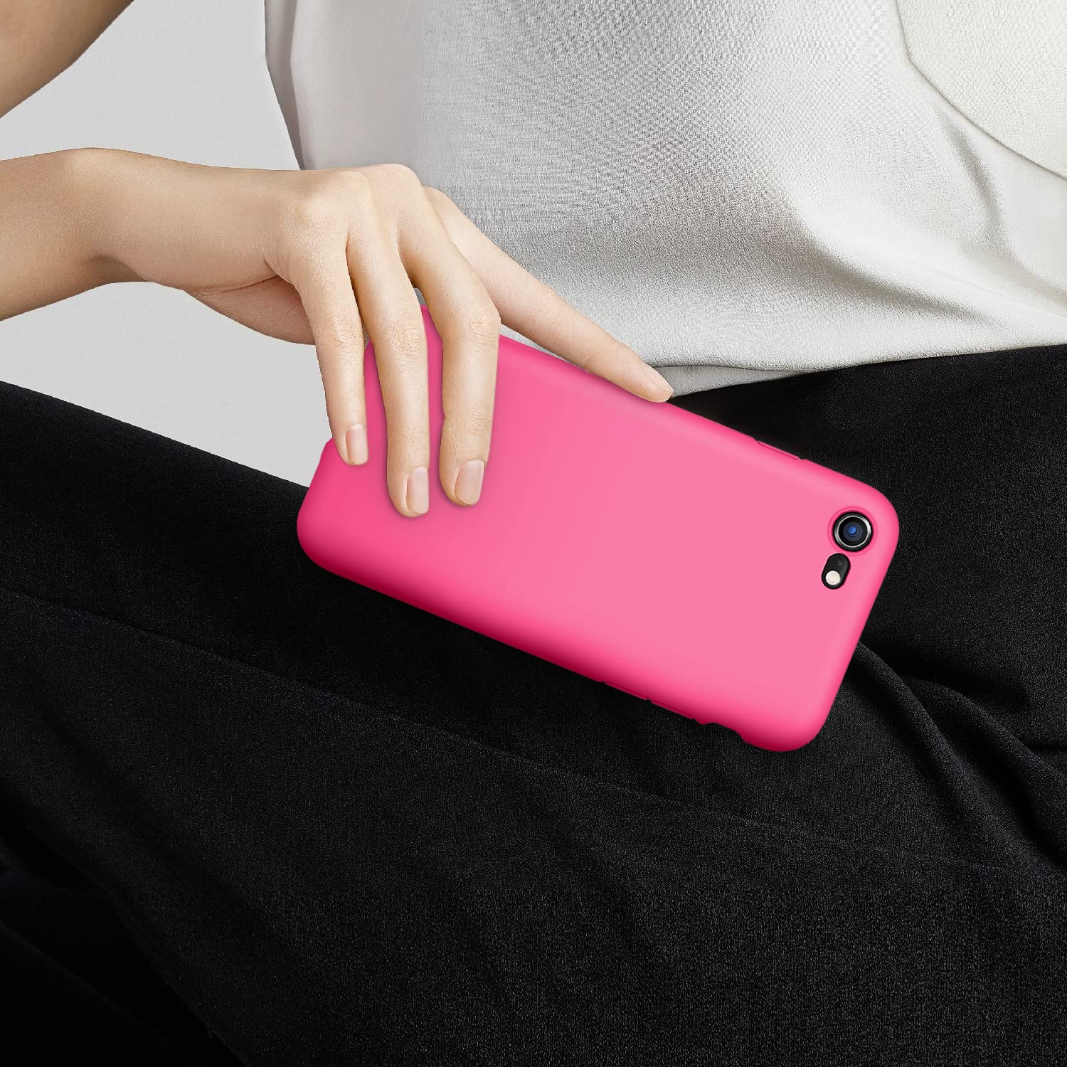 VIKESI Liquid Silicone Phone Case for iPhone SE 2022/2020, iPhone 8 & iPhone 7 (4.7 Inch) - Ultra Soft Protective Cover with Silky Finish for Women, Men & Teens - Rose Red - Perfect for Daily Use, Work & Travel