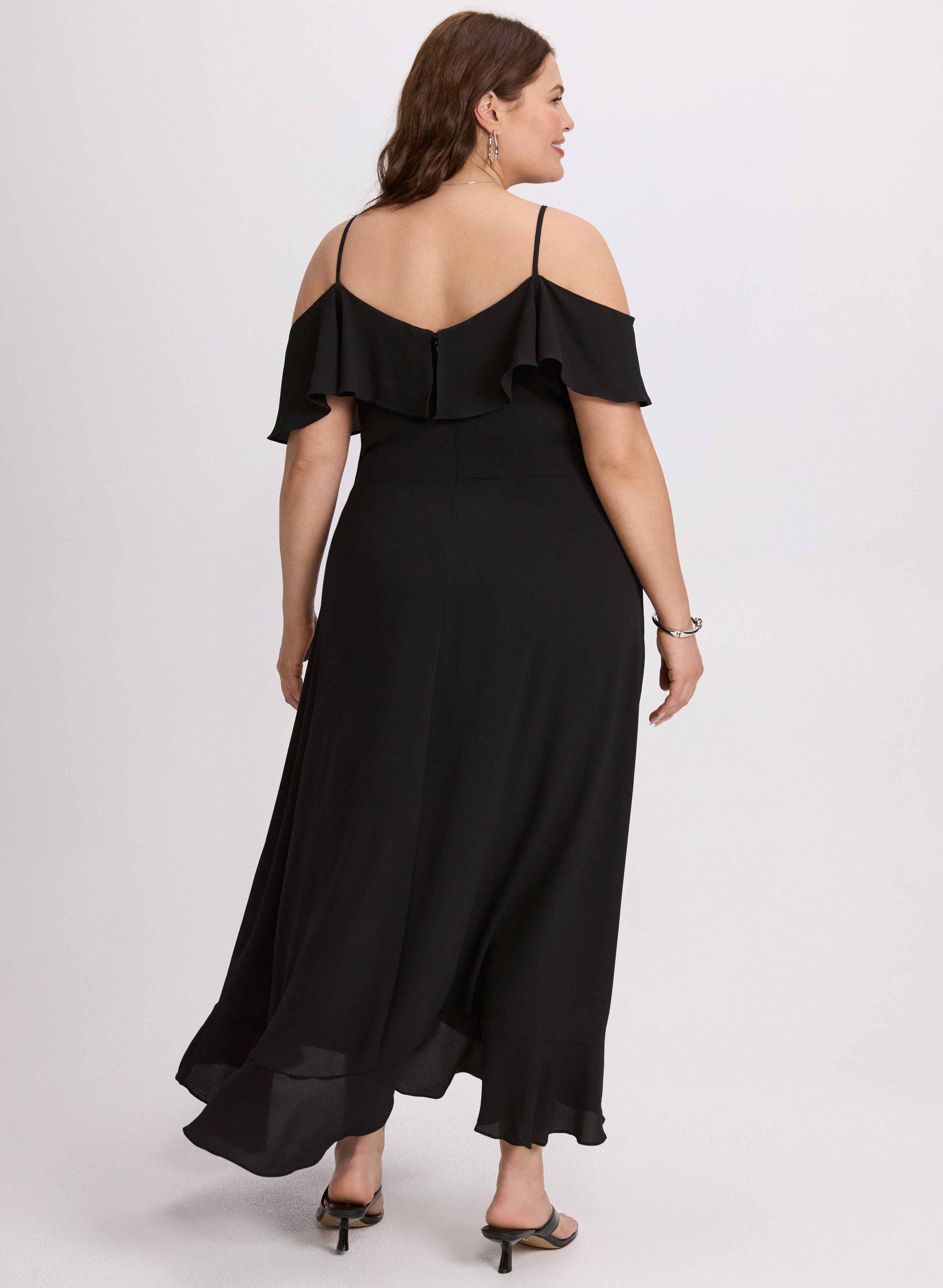 Elegant Cold Shoulder Midi Dress for Women - Flowy Summer Party Dress for Weddings, Dates & Beach Vacations