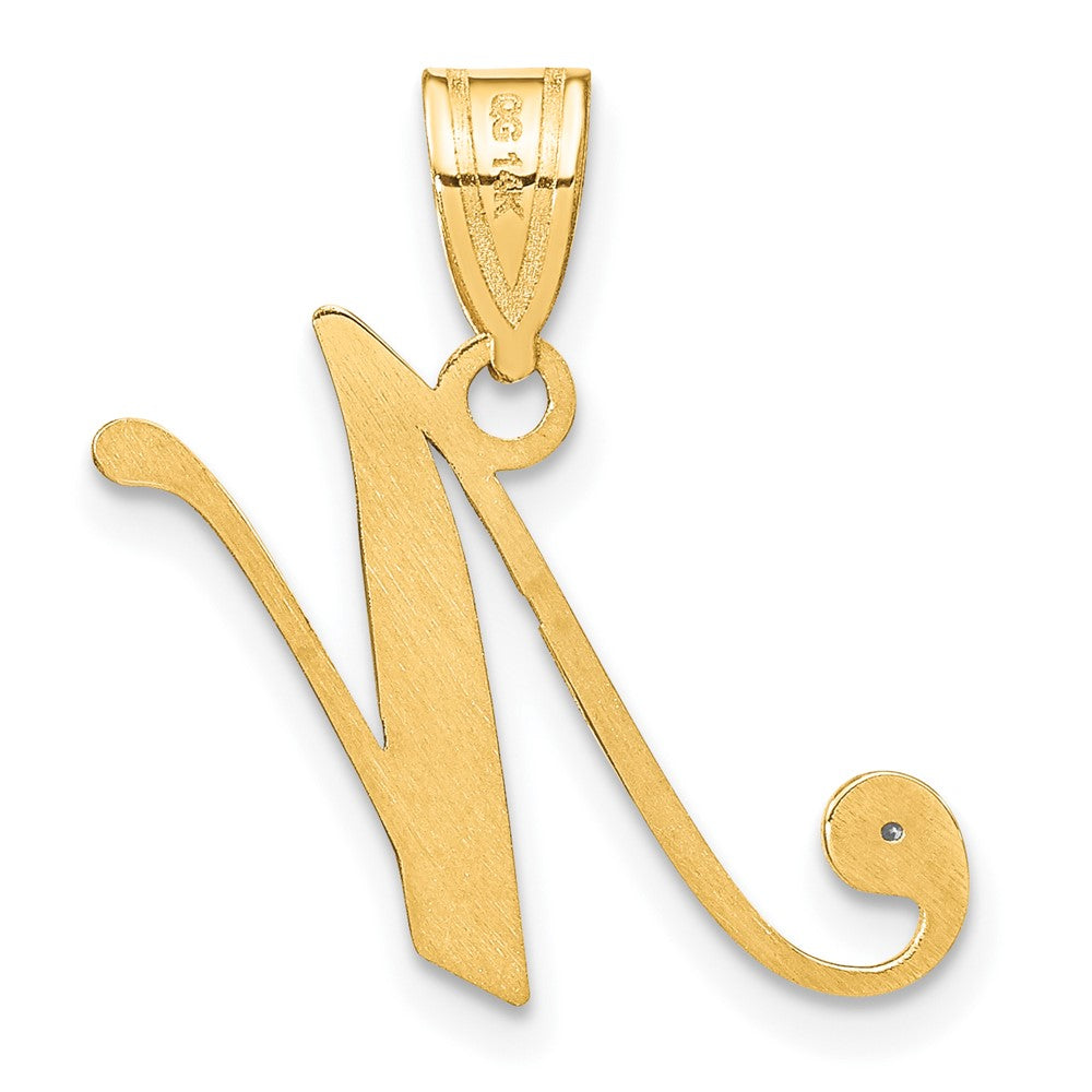 14K Gold Script Letter N Initial Pendant Necklace with Diamond Accent - Elegant Personalized Jewelry Gift for Women - Perfect for Birthdays, Anniversaries & Special Occasions