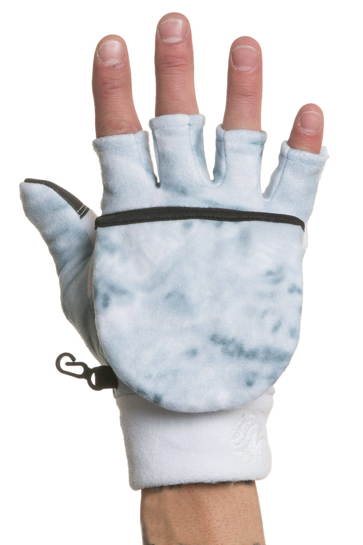 Men's Camouflage Polar Fleece Fingerless Gloves Mittens - Warm Aqua Design for Hunting, Outdoor Sports & Winter Activities
