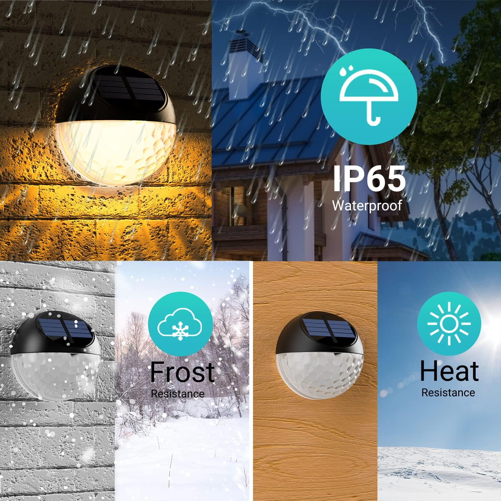 **Quntis 4Pack Solar Lights Outdoor, IP65 Waterproof LED Solar Fence Lights with Auto On/Off, Warm White Solar Garden Lights for Wall, Deck, Post, Patio, Yard, Stairway, Path, Porch – Perfect for Landscape Lighting & Nighttime Safety**