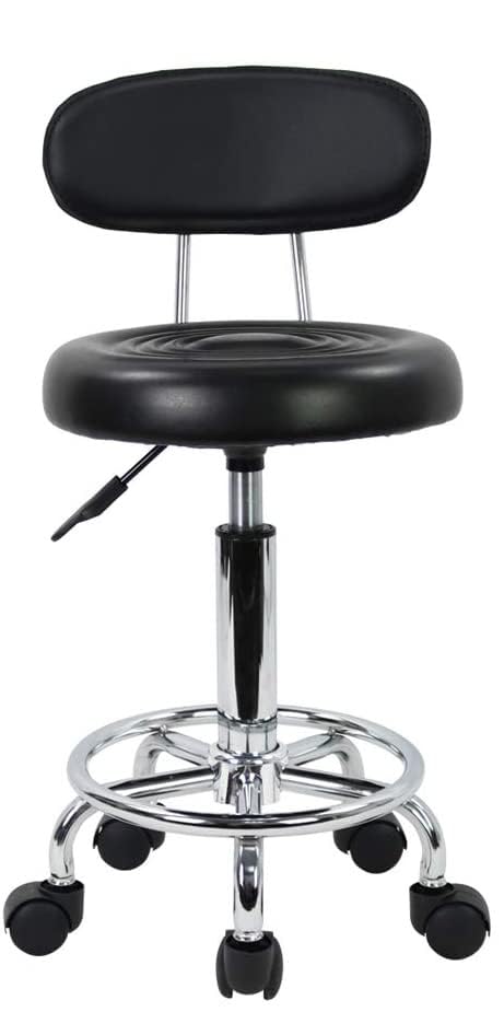 Adjustable Hydraulic Swivel Salon Stool with Backrest & Wheels - Professional Beauty Salon, Spa, Tattoo, Massage, Dental Clinic & Office Chair (Black) | Perfect for Hair Styling, Manicures & Tattoo Artists