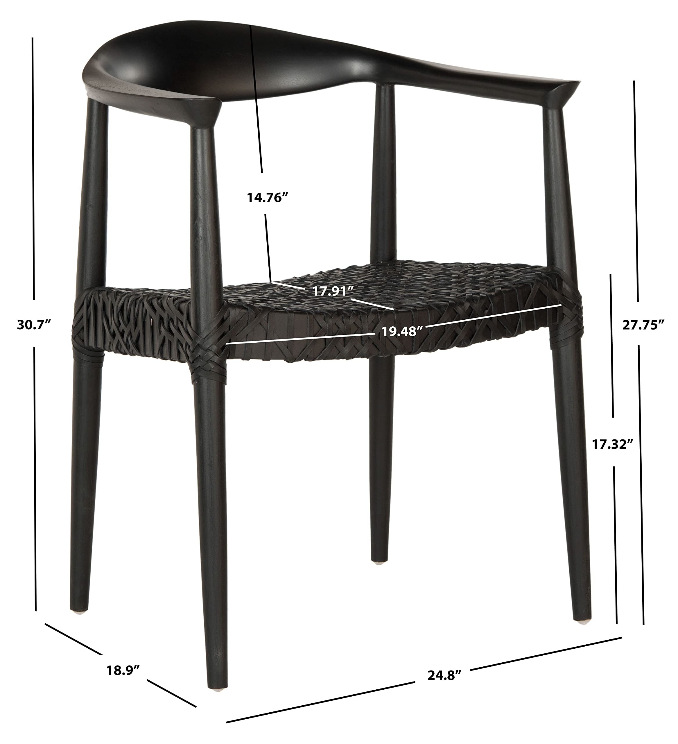 Safavieh Home Bandelier 17-inch Boho Modern Woven Arm Chair - Black/Black - Perfect for Living Room, Bedroom & Boho Home Decor
