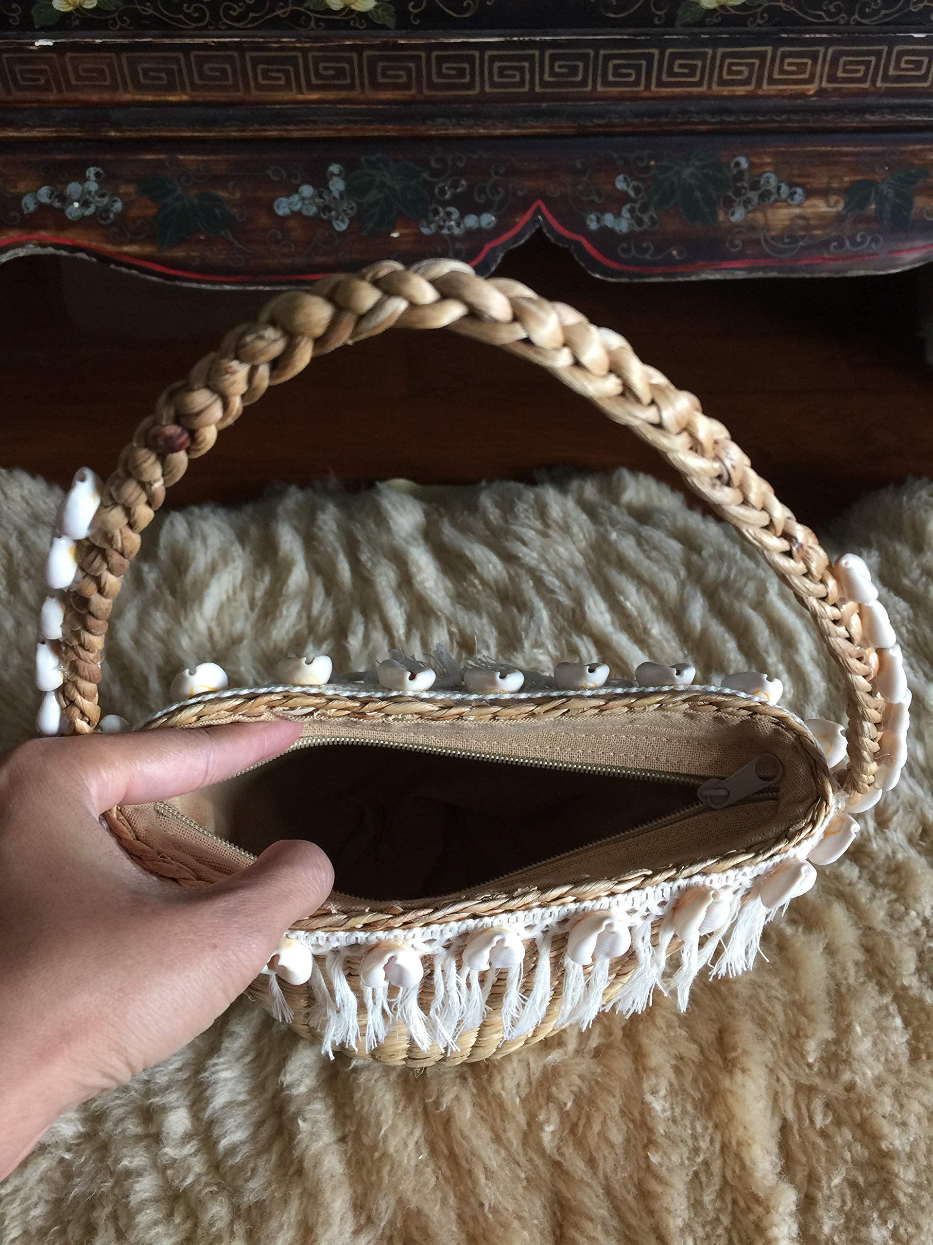 Handwoven Straw Tote Bag with Tassel - Natural Beach Bag for Women, Summer Shopping Purse & Small Basket Bag | Perfect for Beach Outings, Picnics, and Summer Fashion Accessories