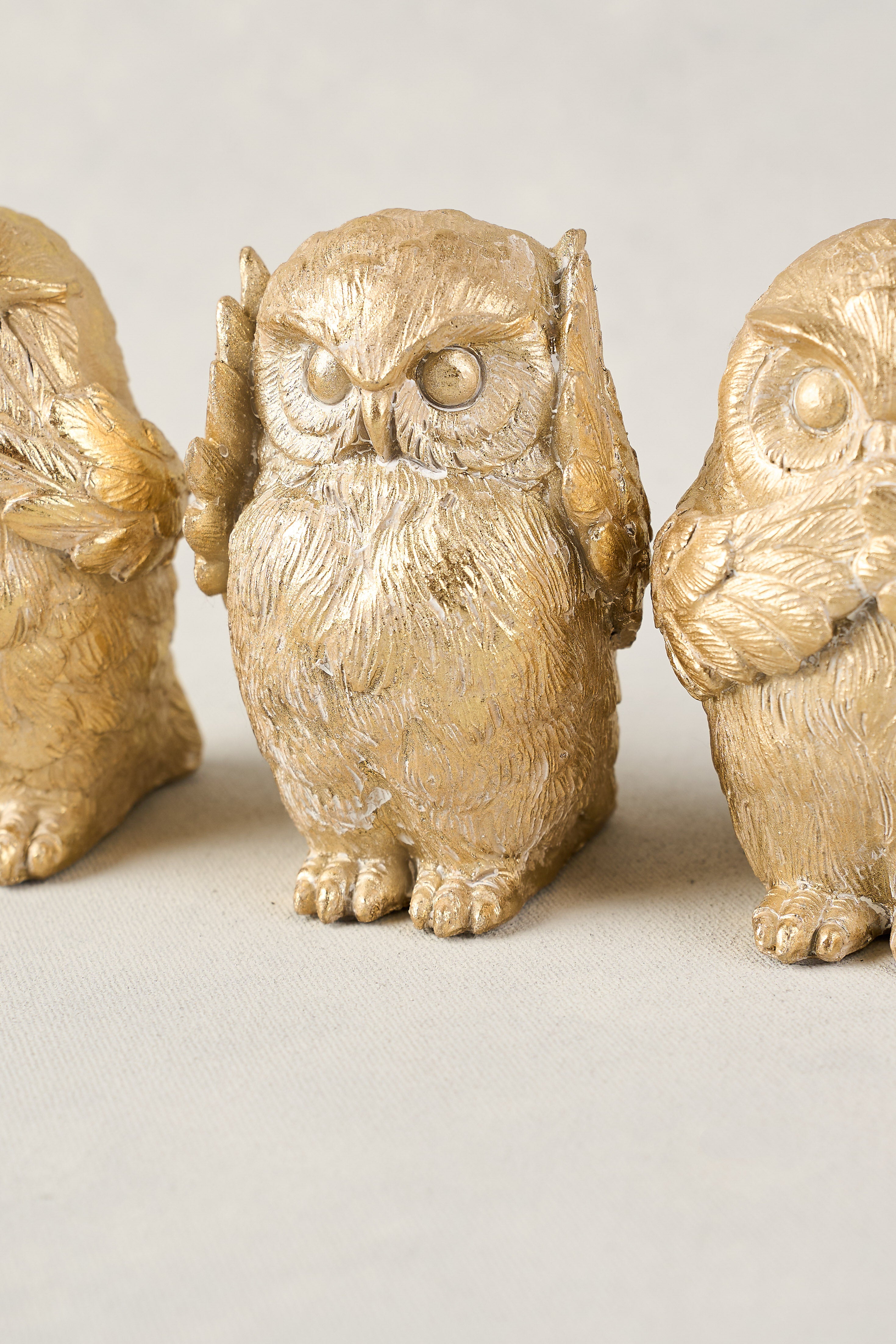 Handcrafted Owl Figurine Set of 3 - Cute Decorative Owl Statues for Home & Office Decor - Perfect for Bookshelf, Mantel, or Gift Giving