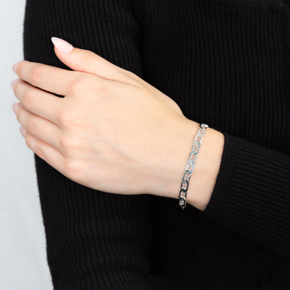 21cm Sterling Silver Anchor Bracelet - 150 Gauge Durable Jewelry for Women - Perfect for Nautical Fashion, Beach Outfits & Everyday Wear