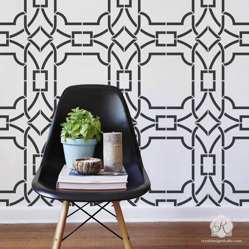 Contempo Trellis Wall Stencil - Reusable DIY Home Decor Painting Template for Walls, Furniture & Crafts | Perfect for Bedroom, Nursery, Living Room & Office Accent Walls