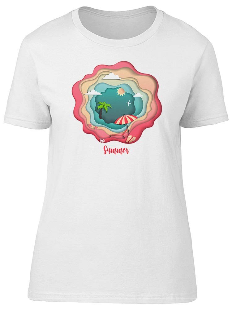 Abstract Beach Frame Graphic Tee for Women - Stylish Casual T-Shirt for Summer Outings & Beach Vacations