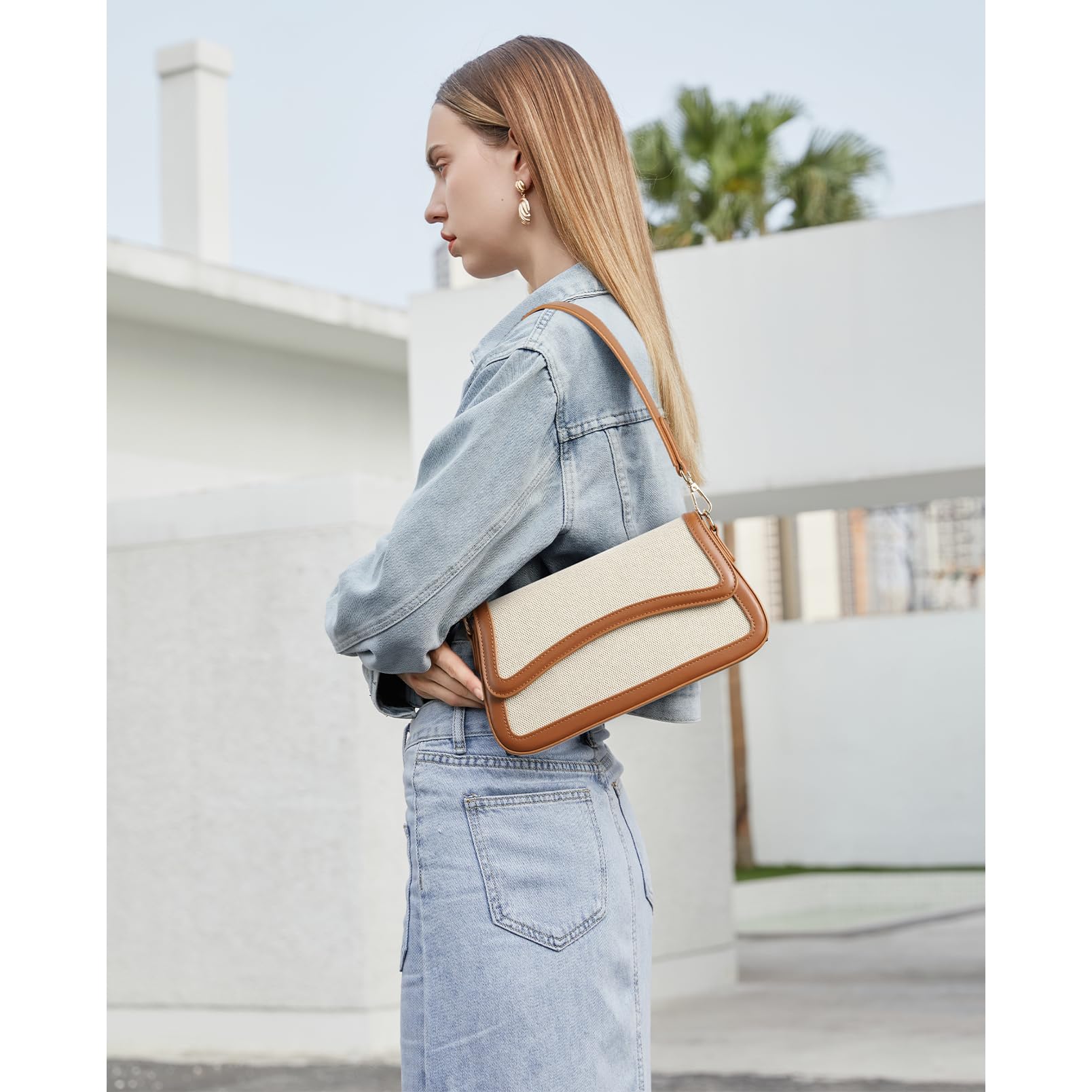 Telena Vegan Leather Shoulder Bag for Women - Crossbody Purse with 2 Removable Straps | Fashionable Handbag for Work, Travel & Everyday Use