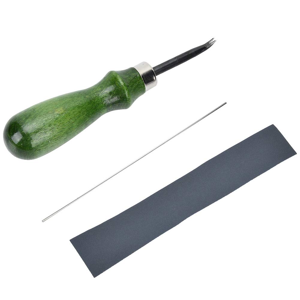 Zerodis 1.2mm Leather Edge Beveler - Professional Steel Leather Craft Skiving Tool with Ergonomic Wooden Handle for Leatherworking, DIY Projects & Shoe/Bag Repair - Perfect for Beveling, Edge Cutting & Leather Crafting
