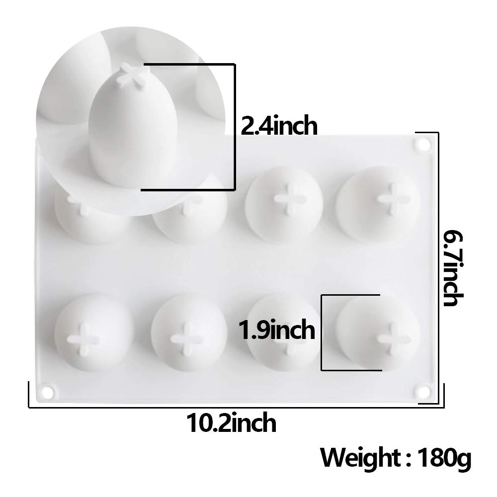 Premium 3D Easter Egg Silicone Mold - 8-Cavity Food Grade Baking Mold for Mousse Cake, Chocolate, Truffle, Pudding, Jelly, Cheesecake, Candy & DIY Soap/Candle Making (10