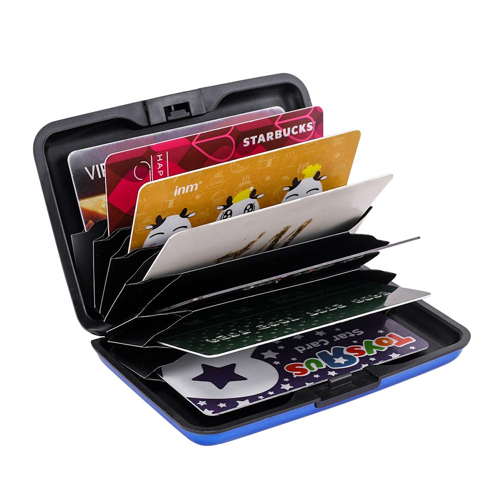 RFID Blocking Credit Card Holder - Aluminum Metal Wallet for Men & Women (Blue) - Secure ID & Business Card Protector for Travel & Daily Use