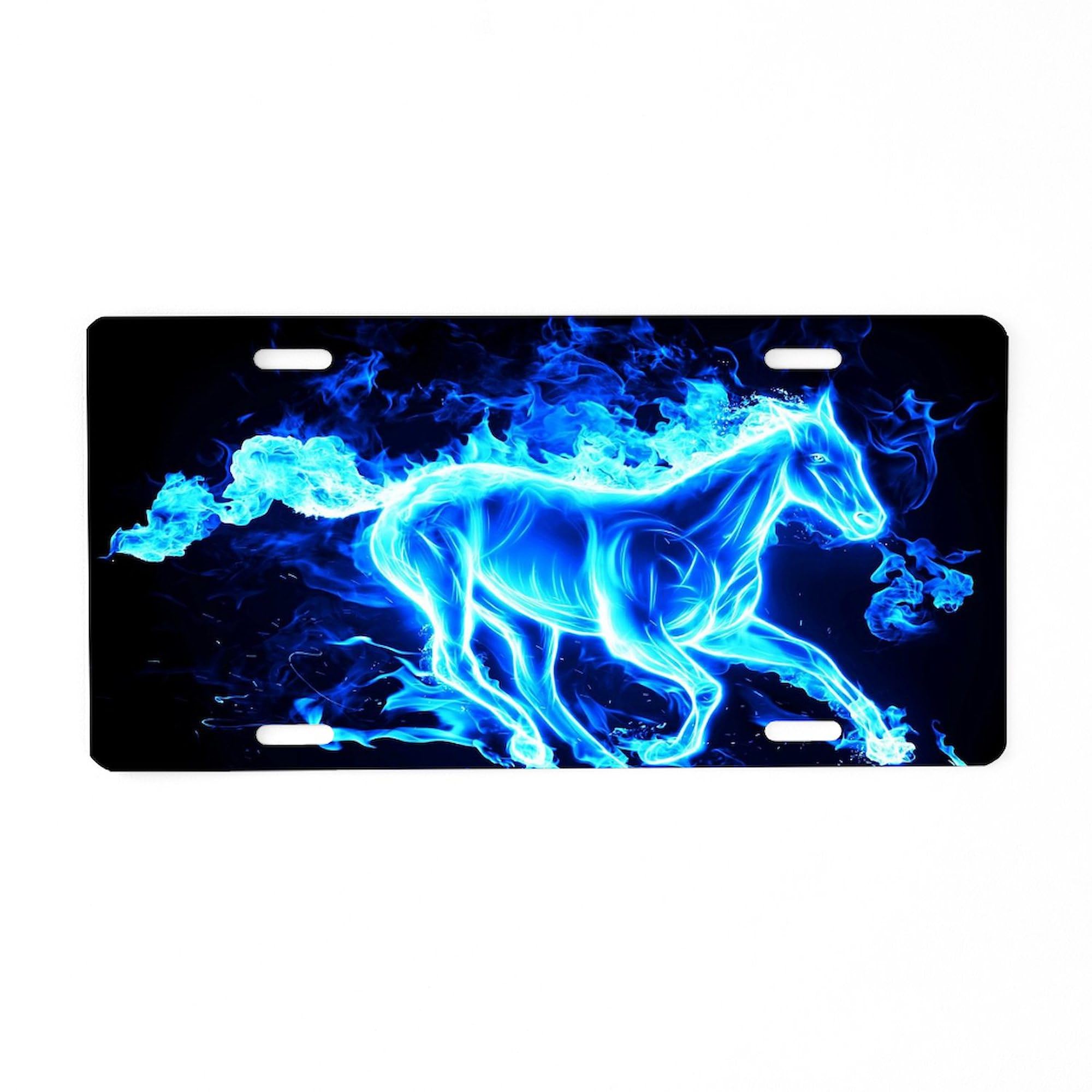 Flamed Horse Aluminum License Plate - Custom Front Vanity Tag for Cars, Trucks & Motorcycles - Durable & Stylish Auto Accessory for Personalization & Decoration