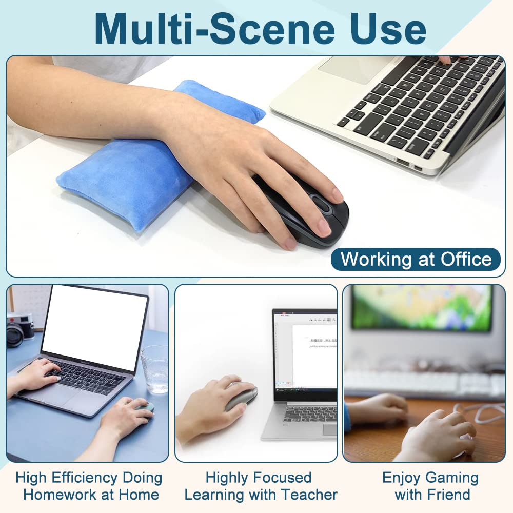 Ergonomic Gel Heated Wrist Rest for Mouse - Comfortable Wrist Support Cushion with Soft Padding for Laptop & Computer Use - Relieves Hand Pain & Fatigue (Blue) | Perfect for Office Work, Gaming & Long Computer Sessions