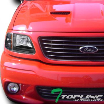 Black Clear Crystal Headlights + Amber Turn Signal Lights Compatible with 97-03 Ford F150, 2004 Heritage, 97-99 F250 Light Duty & 97-02 Expedition - Upgrade Your Truck's Front Lighting for Better Visibility & Style