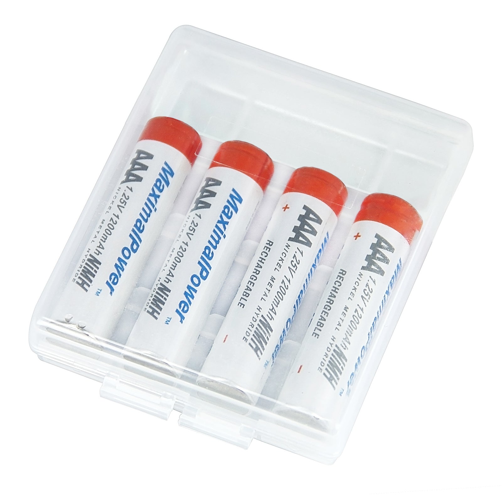 MaximalPower AAA Rechargeable Batteries 1200mAh - High Capacity NiMH Triple A Battery 1.2V, 4-Pack with Free Storage Case | Long Lasting Power for Cameras, Toys, Remote Controls & Electronic Devices
