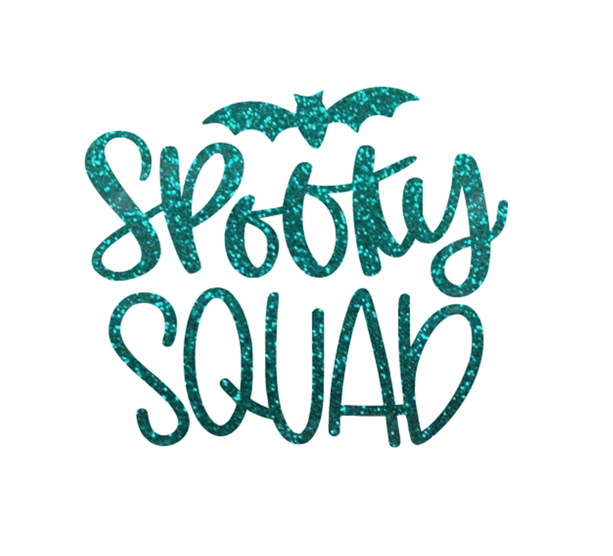 Spooky Squad Iron On Transfer - Matching Friends Shirt Decal, Vinyl Patch for DIY Halloween Crafts | Easy 5-Minute T-Shirt Applique in Emerald Glitter | Perfect for Halloween Costumes, Group Outfits & DIY Party Decorations