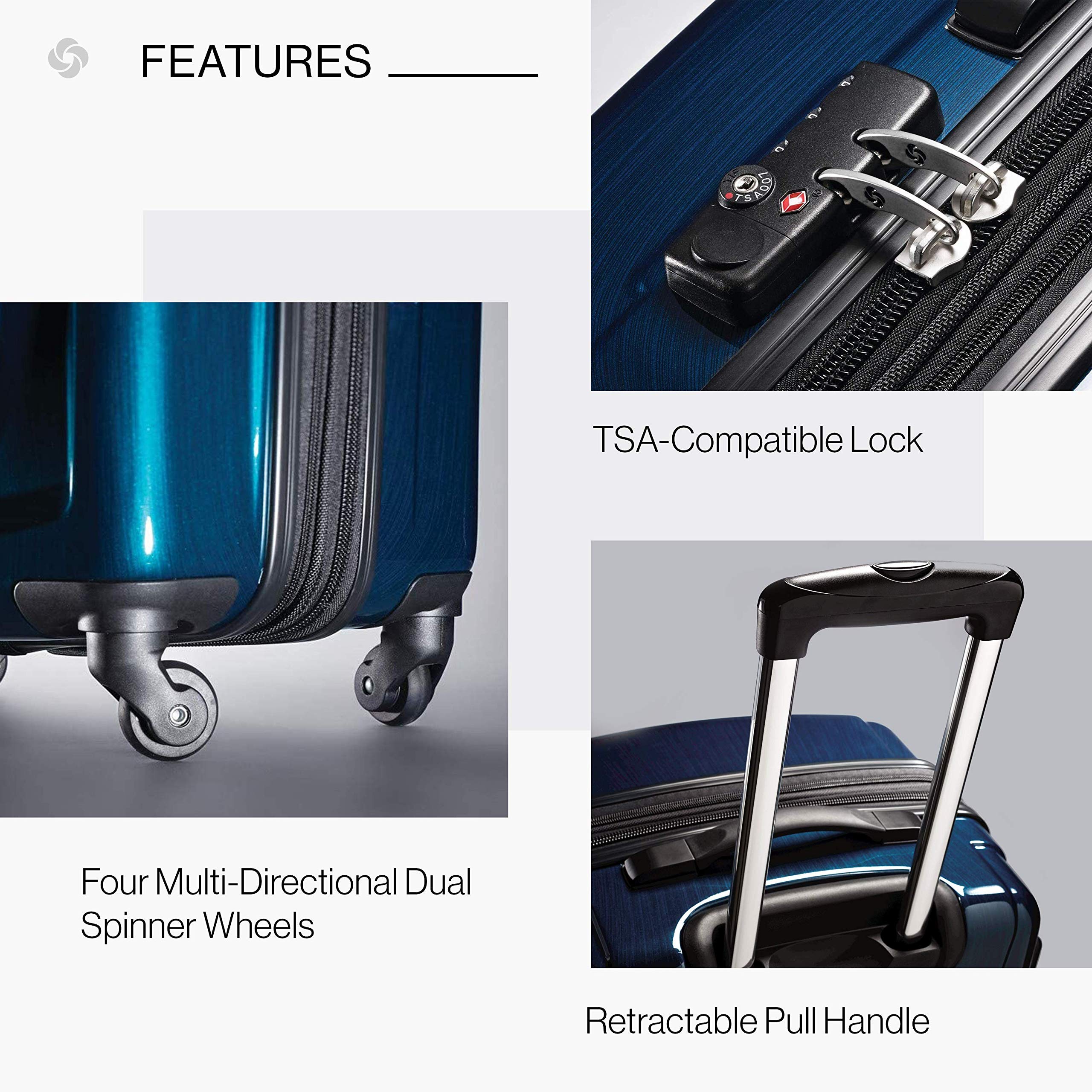 Samsonite Winfield 2 Hardside Expandable Luggage with 360° Spinner Wheels - 28-Inch Checked Large Suitcase in Deep Blue | Perfect for International Travel & Business Trips