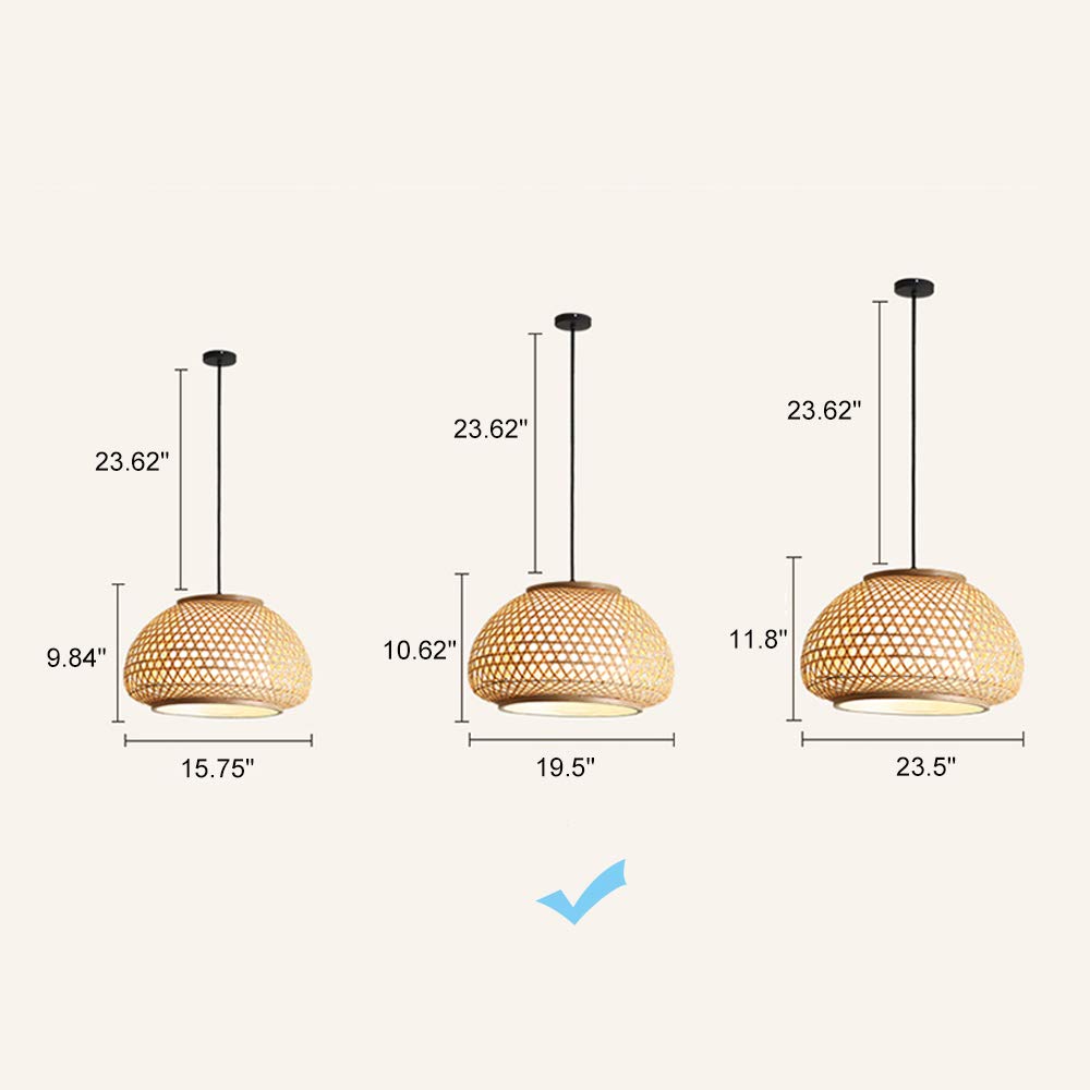 KWOKING Handmade Retro Bamboo Dome Flush Mount Ceiling Light - 19.5