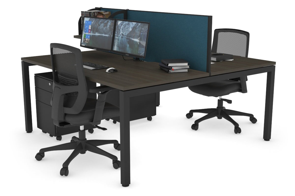 Quadro Square Legs 2 Person Office Workstation Desk - 1200L x 800W with Cable Management Scallop - Perfect for Shared Workspaces & Home Offices
