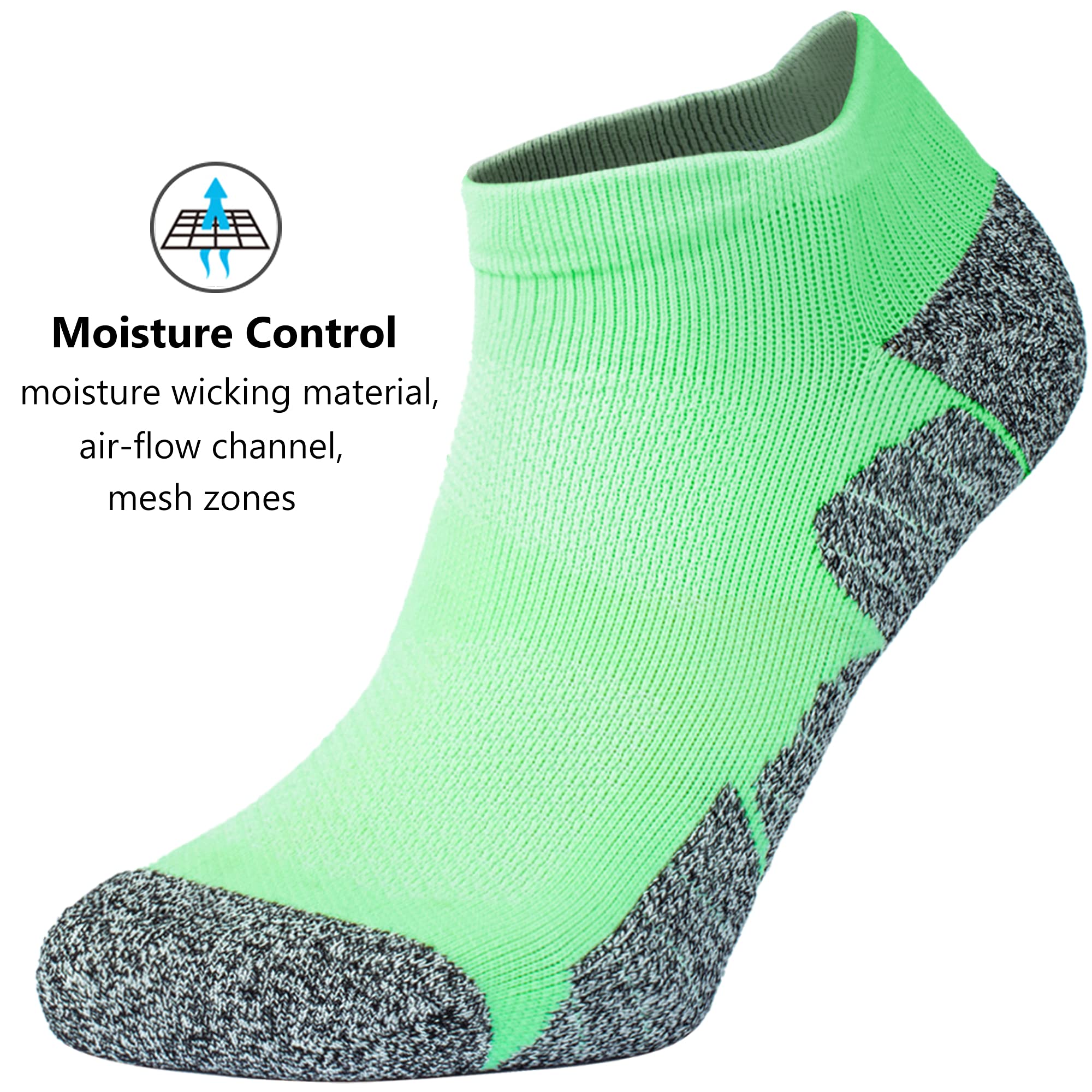 Breathable Cushioned Compression Athletic Socks for Men & Women - Moisture Wicking Multipack for Running, Gym & Sports | CWVLC Unisex Performance Ankle Socks