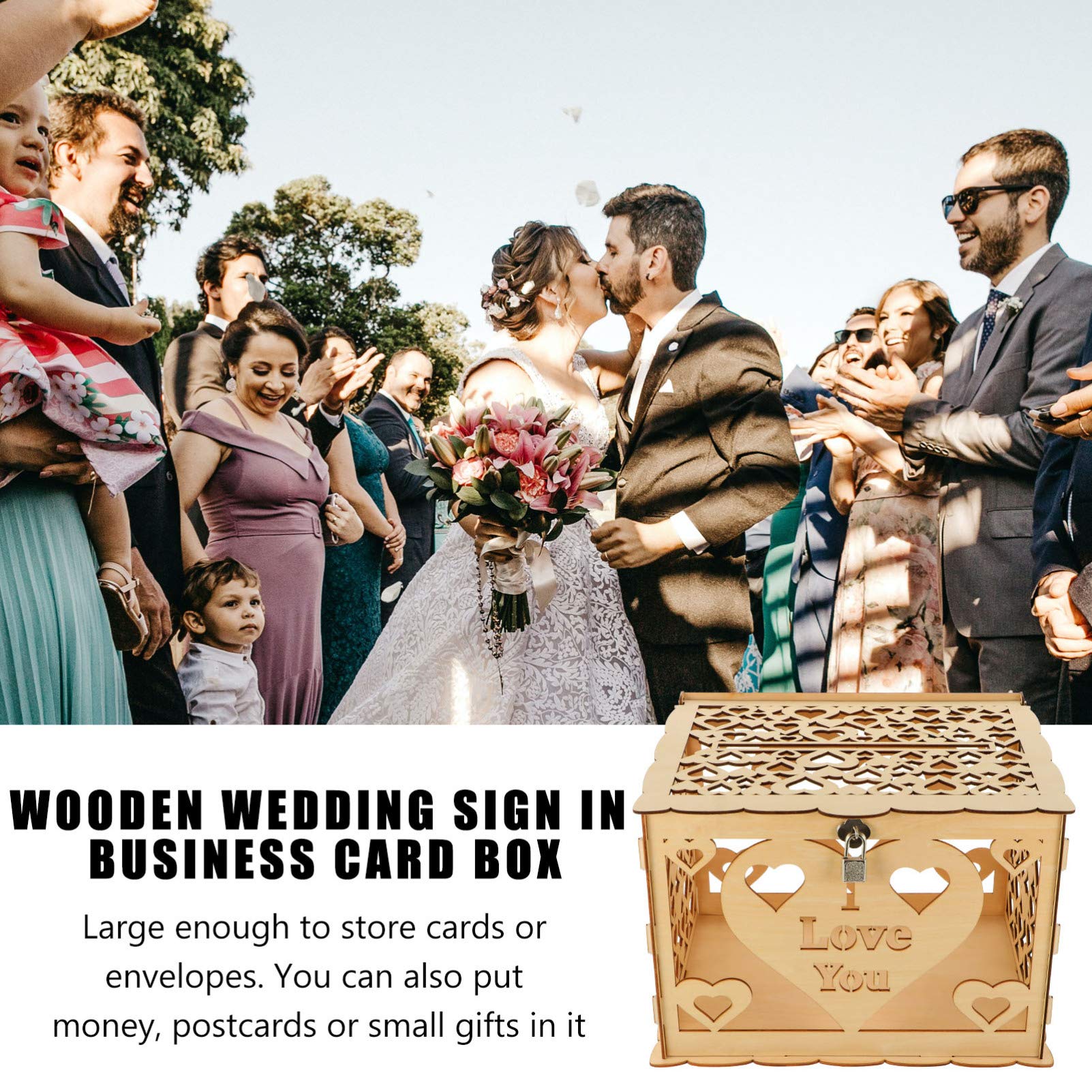 NUOBESTY Wooden Toy Mailbox Stand - Wedding Card Holder, Invitation Organizer for Kids & Bridal Showers - Perfect for Wedding Decor, Baby Showers, and Playroom Storage