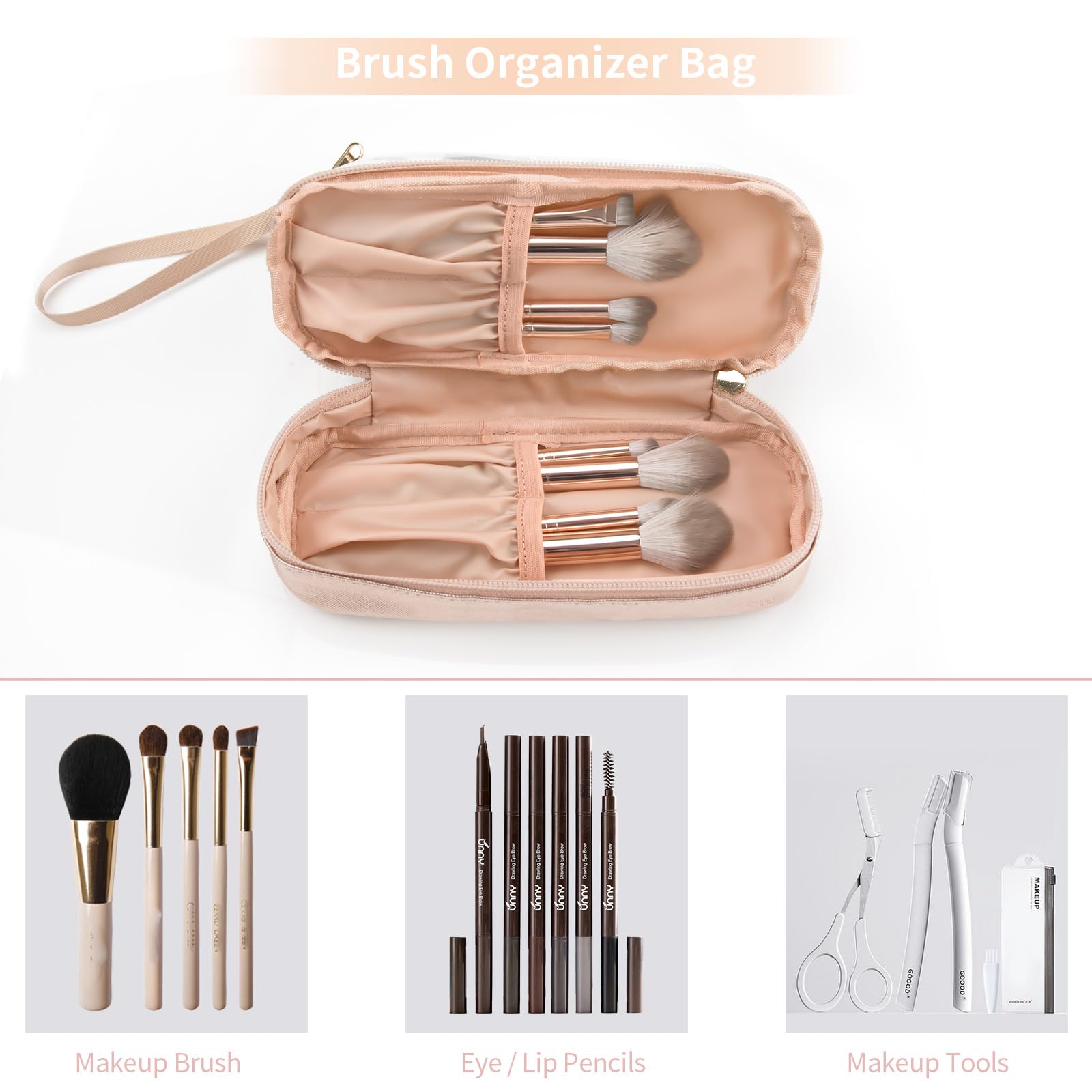 Personalized PU Leather Makeup Bag - Waterproof Cosmetic Organizer for Travel & Daily Use