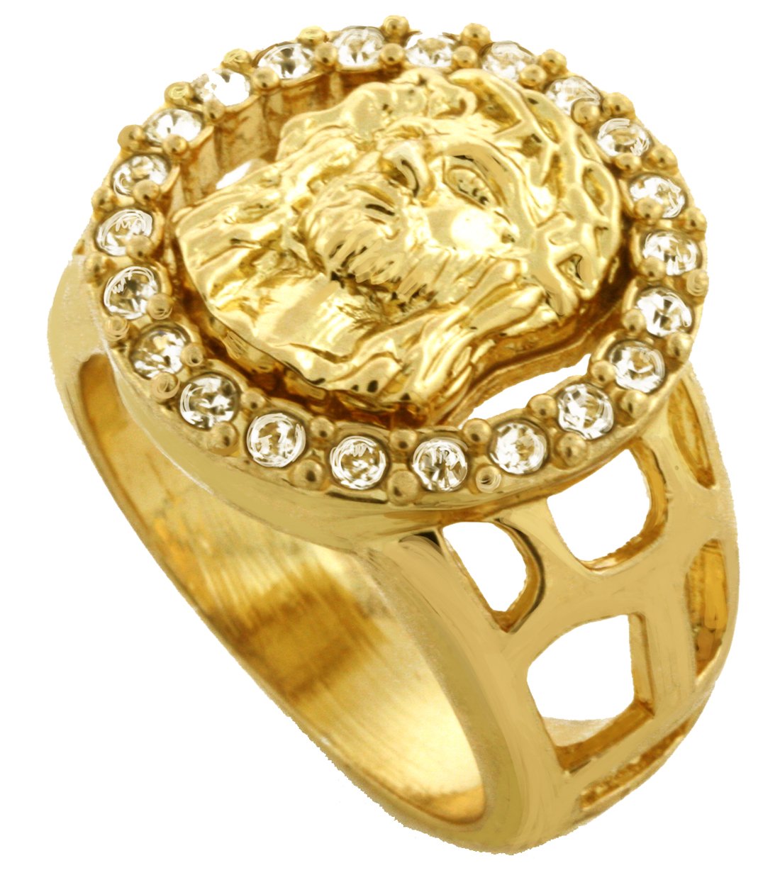 Men's Gold Tone Jesus Face Hip Hop Ring - Religious Jewelry for Men - Perfect for Hip Hop Fashion, Streetwear & Gift Giving