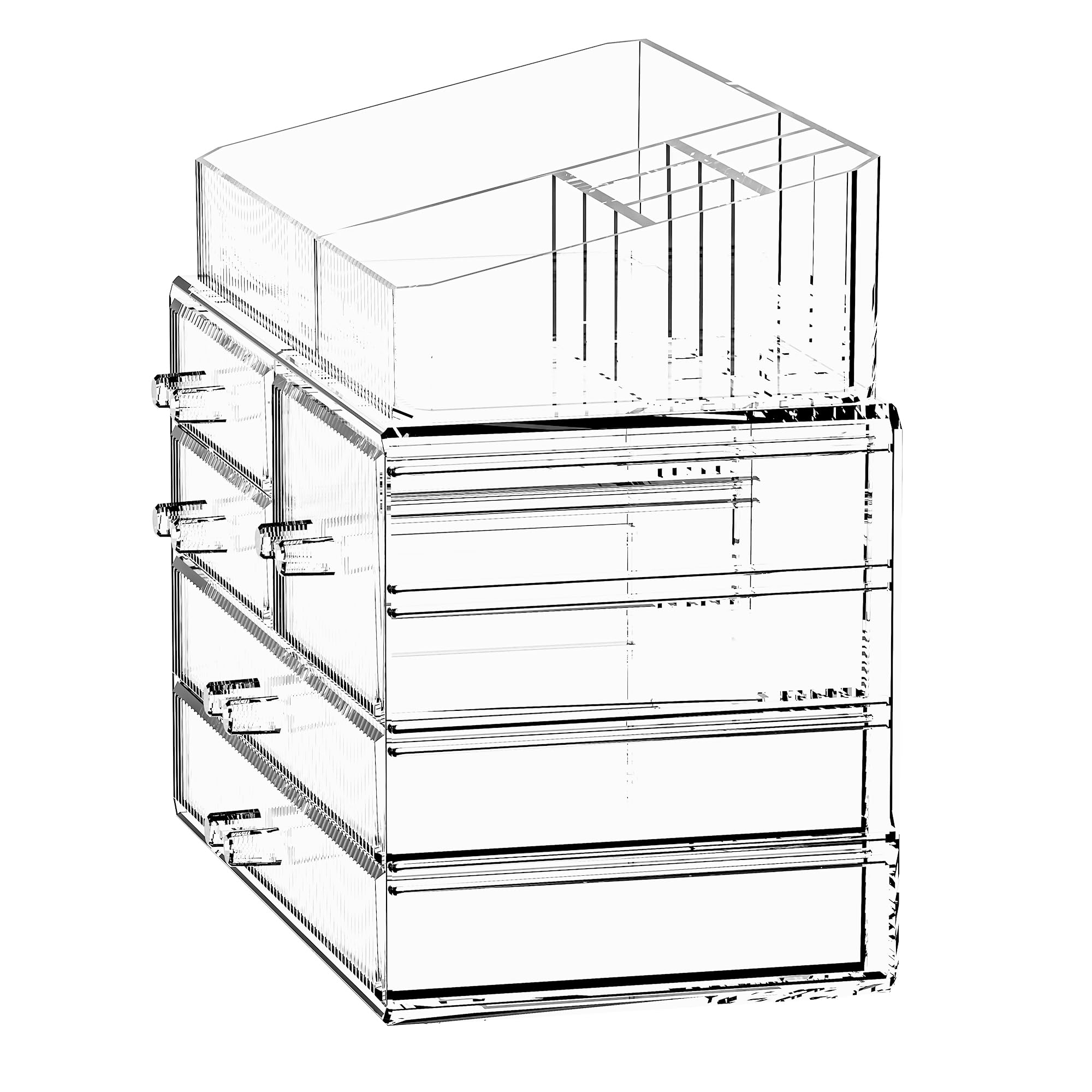 ZHIAI Stackable Acrylic Storage Drawers - Clear Makeup Organizer for Bathroom Vanity, Kitchen Cabinets & Undersink | Home Organization Solution (2-Top 3-Drawer Set) | Perfect for Cosmetics, Toiletries & Small Item Storage