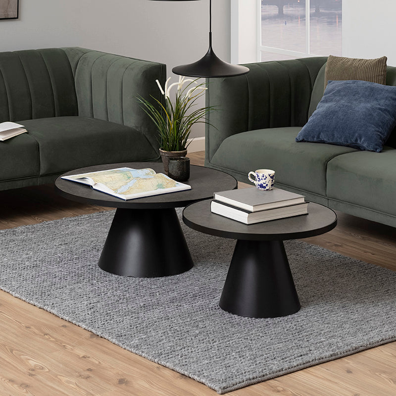 SOLI Modern Coffee Table 65cm - Black Wooden Living Room Table for Small Spaces | Perfect for Apartments, Dorms & Cozy Home Decor