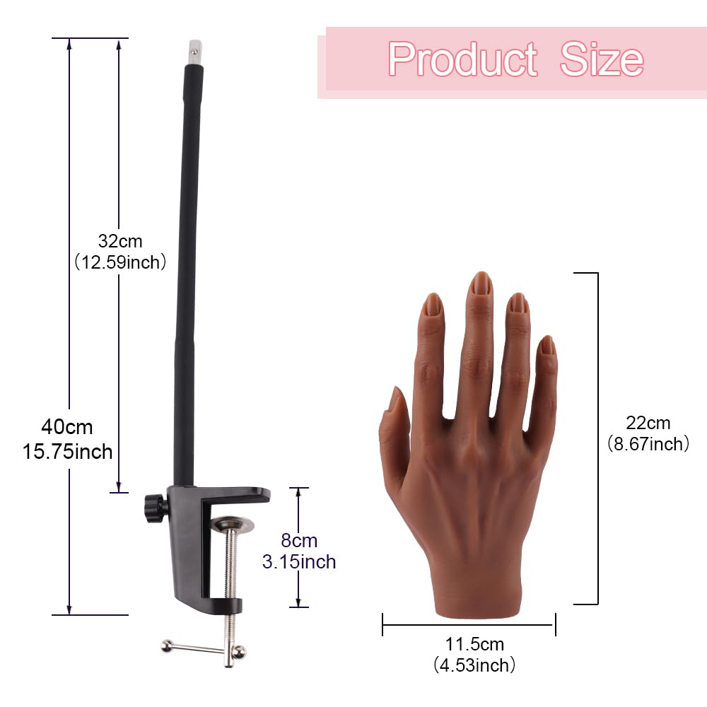 Professional Silicone Practice Hand for Acrylic Nails - Adjustable Mannequin Hand for Nail Art Training, Perfect for DIY Beginners & Salon Artists | Ideal for Home Practice, Nail School & Professional Demonstrations