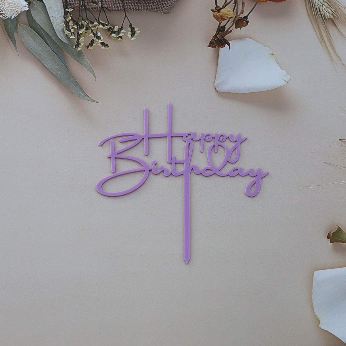 Happy Birthday Cake Topper - Elegant Purple Acrylic Party Decorations for Birthday Cakes, Cupcakes & Desserts | Perfect for Birthday Parties, Baby Showers & Special Celebrations