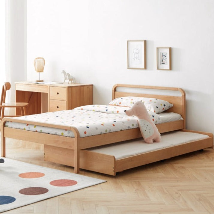 Solid Beech Wood Space-Saving Bunk Bed with Guardrails - Sturdy Twin Over Twin Loft Bed for Kids & Teens - Perfect for Small Bedrooms, Guest Rooms & Dormitories